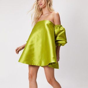 Nasty Gal Lime Green Off-Shoulder Mini Dress